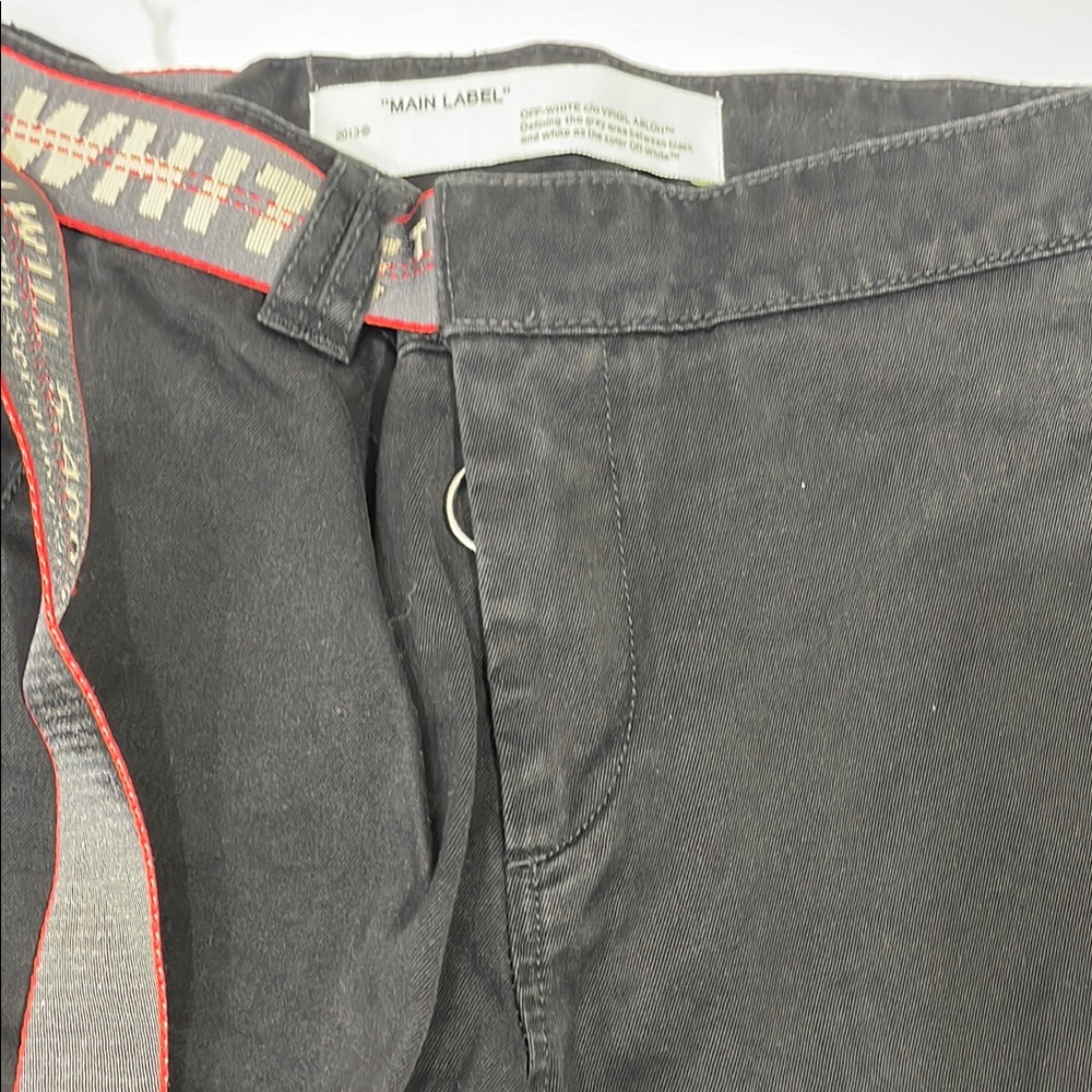 Black Denim Pants with Red Accents